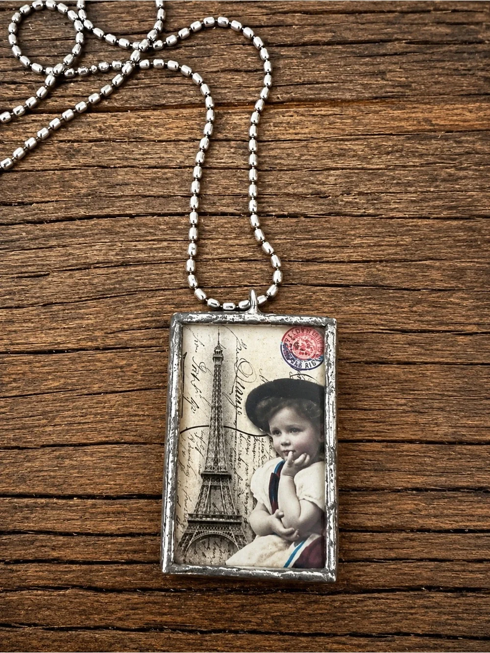Vintage Style 'When I Grow Up I Want To Be A Tourist' Collage Pendant Necklace